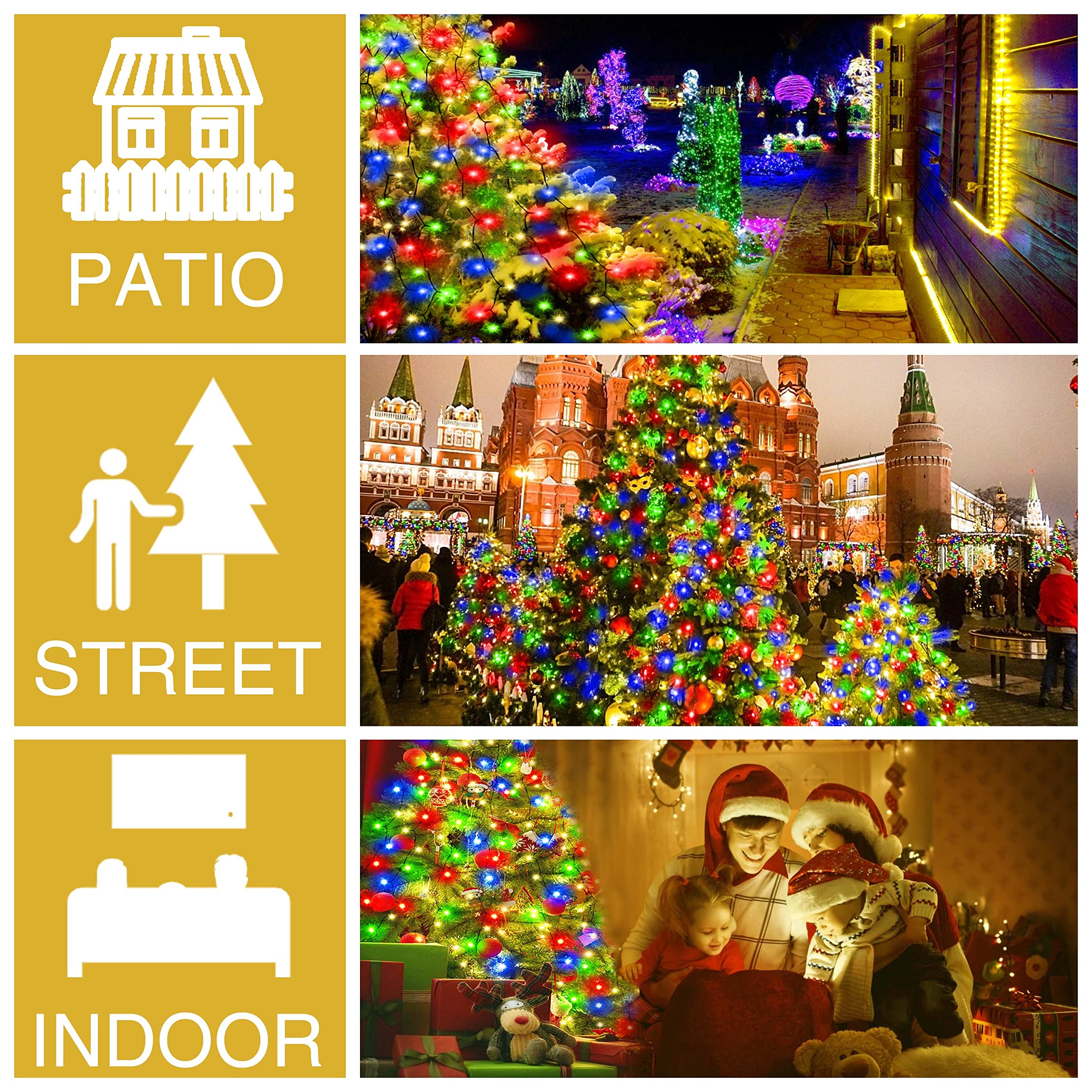 Lampki Choinkowe Kedoxi 400 diod LED z Timerem, Lampki Choinkowe z Pierścieniem 16 Sznurków 6,6FT łatwe w Montażu, Kurtyna świąteczna Wróżka 8 Trybów do Dekoracji świątecznej Jodły Sosnowej, Kolorowe