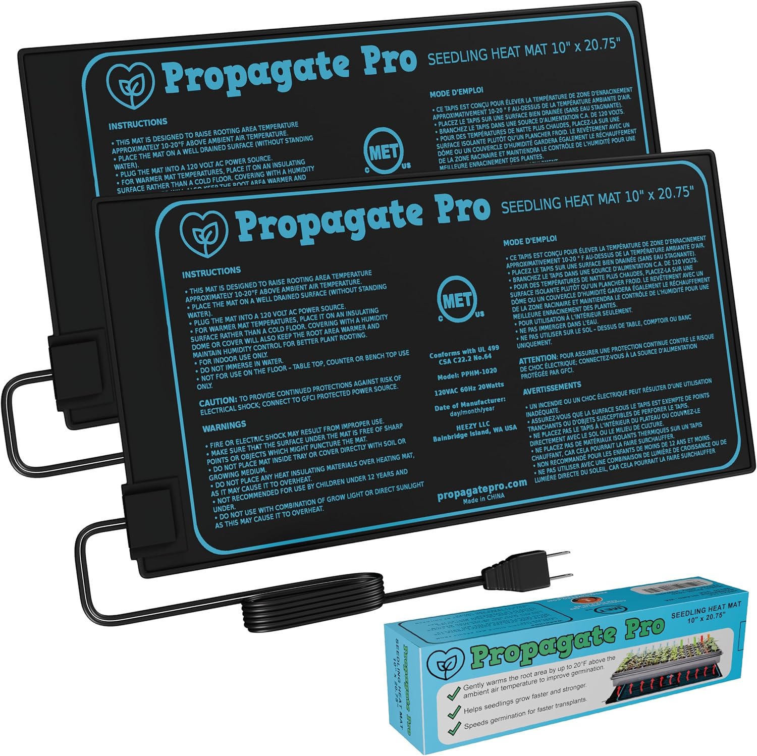 Seedling Heating Mat | Fits (1) Standard 1020 Tray | Germination Grow Heat Pad for Seed & Starter Plants Soil Warmer for Indoor Home Gardening (10x20 Double)