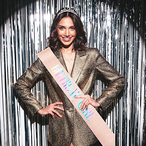 Miniatura 7 de Cobee Juego de banda de cumpleaños y corona de diamantes de imitación para mujer, tiara de princesa de cristal, banda elegante para suministros de