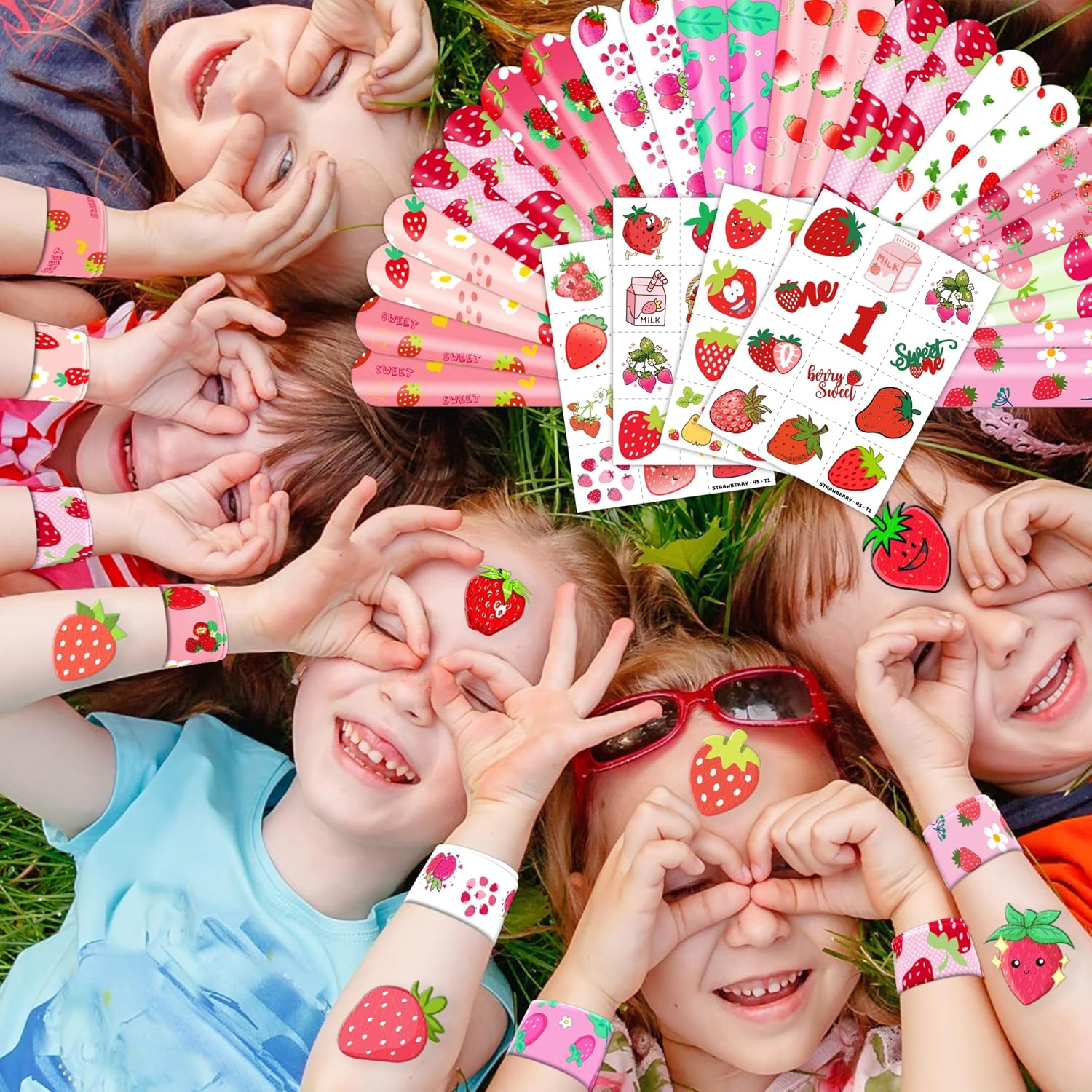 72pcs Strawberry Party Favors Decorations Tattoos