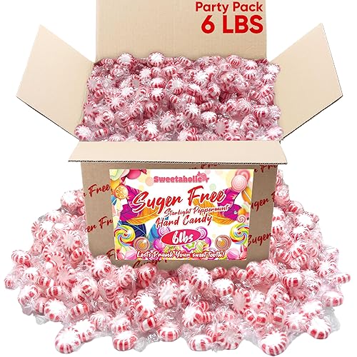 Sweetaholic Caramelo de menta sin azúcar de 6 libras  Caramelo envuelto individualmente  Disco de menta fresca  Lo mejor para adultos diabéticos