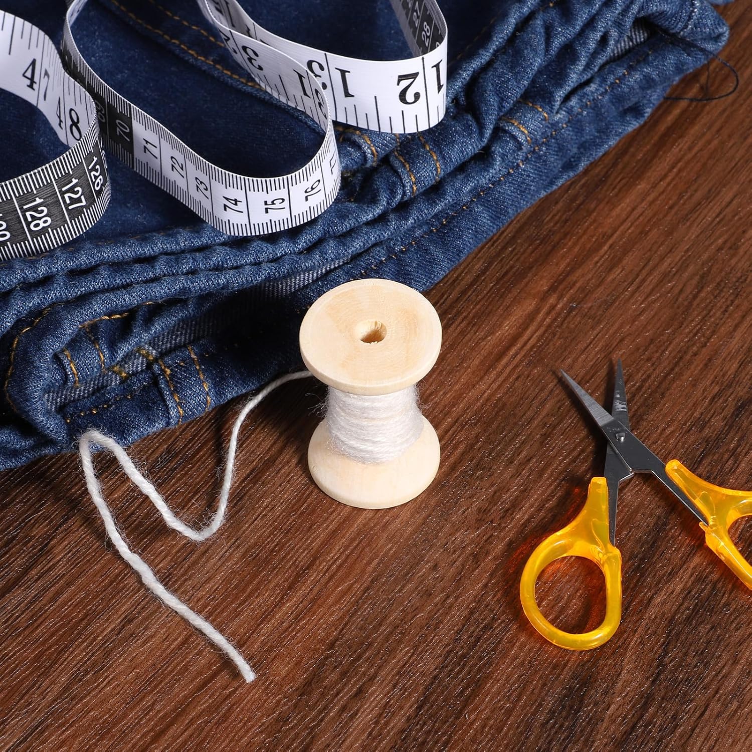 8pcs Wooden Spools of Crafts 2in Empty Natural Wood Thread Spools Bulk Barrel Empty Thread Spool Antique Wood Spool for Organizing Cord Twine Ribbon Chains Elastic Threads