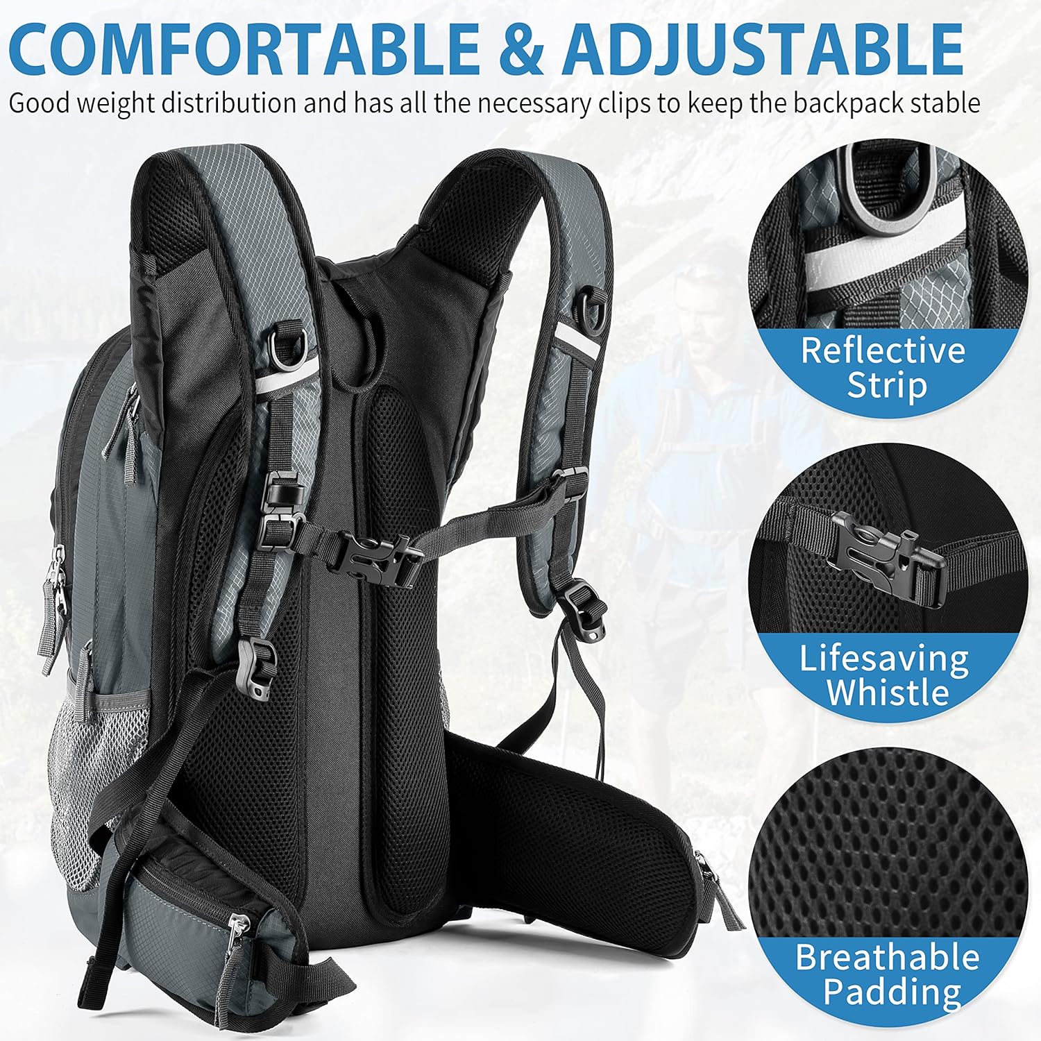 Gelindo Hydration Backpack Insulated Pack with 2.5L BPA Free Bladder: Water Backpack for Men Women - 18L Hydration Backpacks for Hiking Festival Cycling Running Biking - Image 5