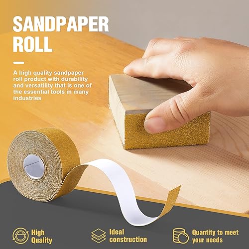 Miniatura 43 de S SATC Papel de lija PSA de grano 600 de 20 yardas de largo, rollo continuo de 2-3/4 pulgadas de ancho, autoadhesivas para automóviles, bloques