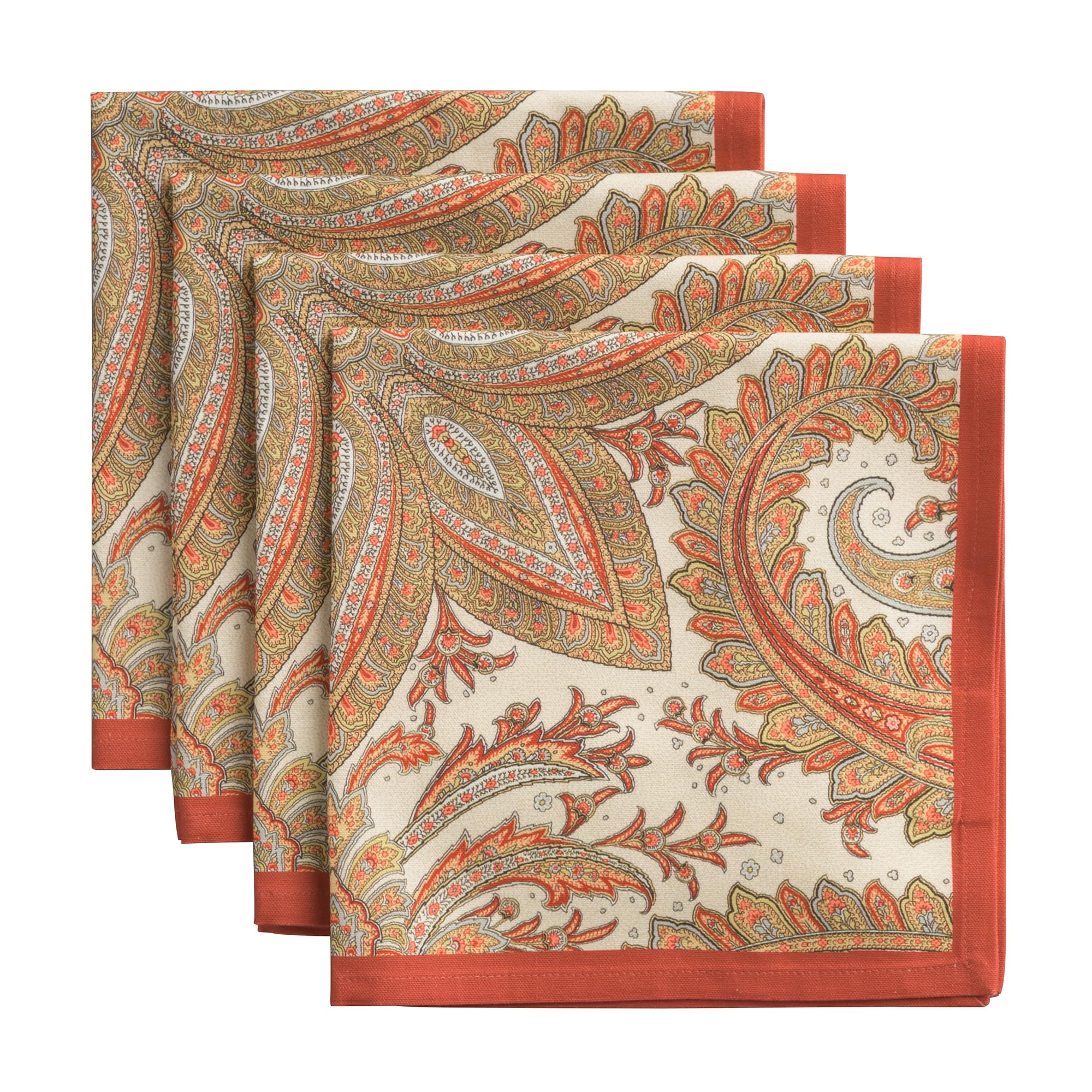 Maison d' Hermine Cloth Napkins Set of 4 100% Cotton Everyday Reusable Square Napkins Cloth Washable, Dinner, Party, Wedding, Restaurant (Kashmir Paisley, 20" x 20")