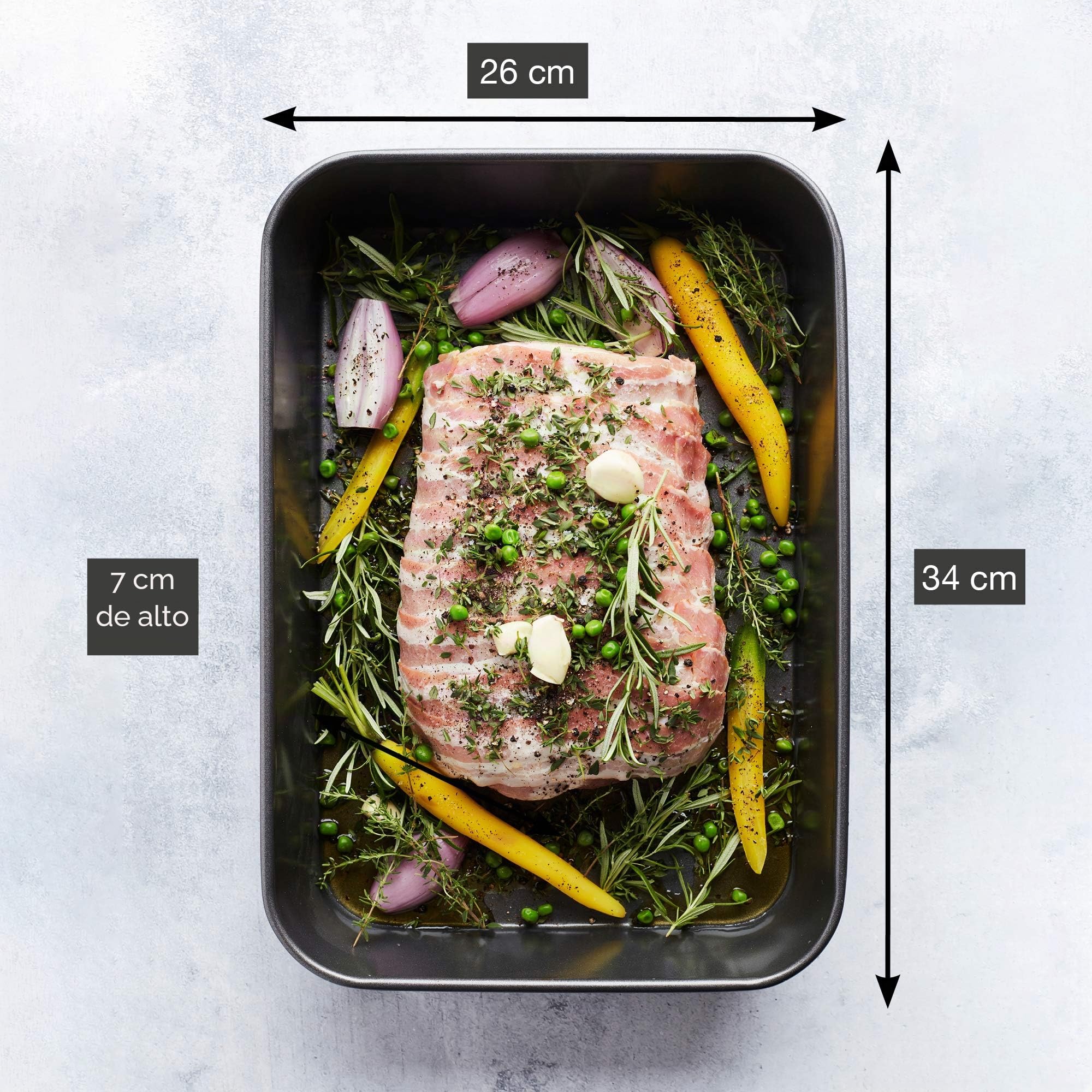 A'Domo PV-BAK-2220 Point-Virgule - Placa para Hornear y Horno con Revestimiento Antiadherente (34 x 26 x 7 cm, Acero, Plateado)