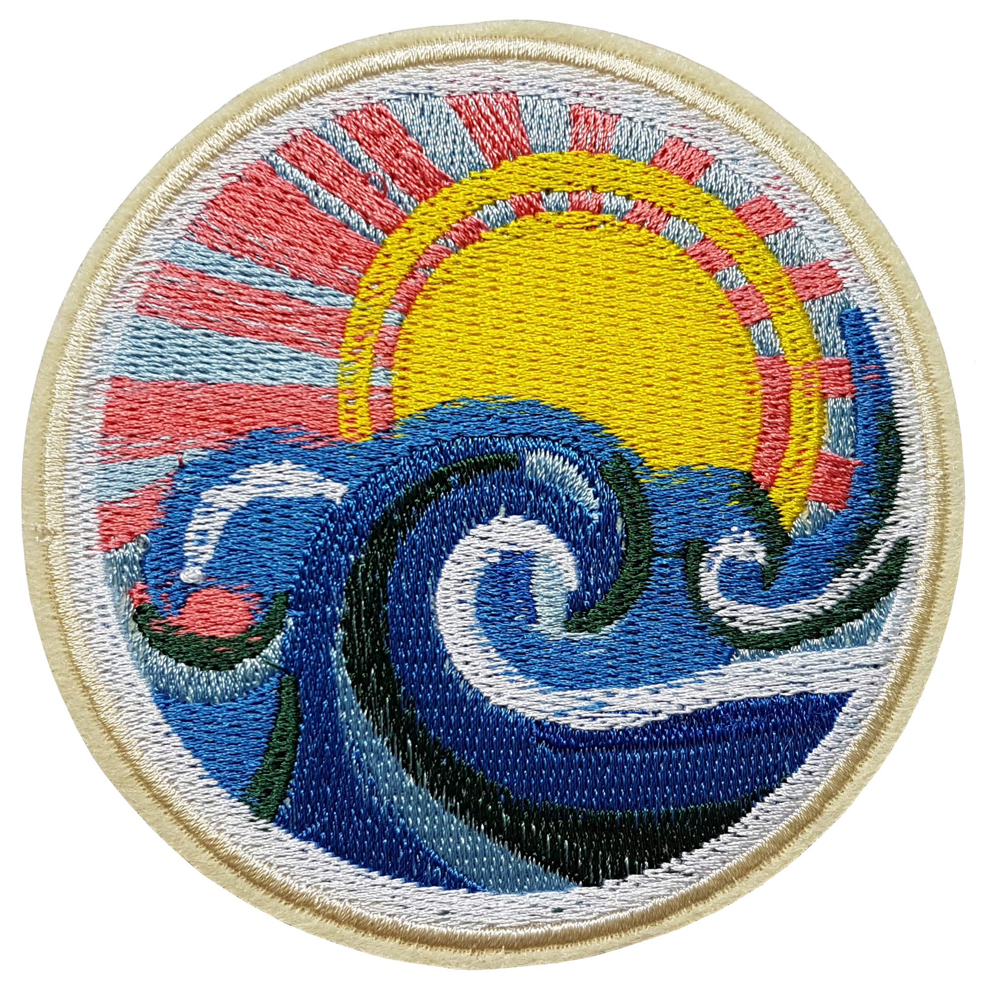 Lot De 3 Écusson Grande Vague Kanagawa Hokusai Patch Thermocollant