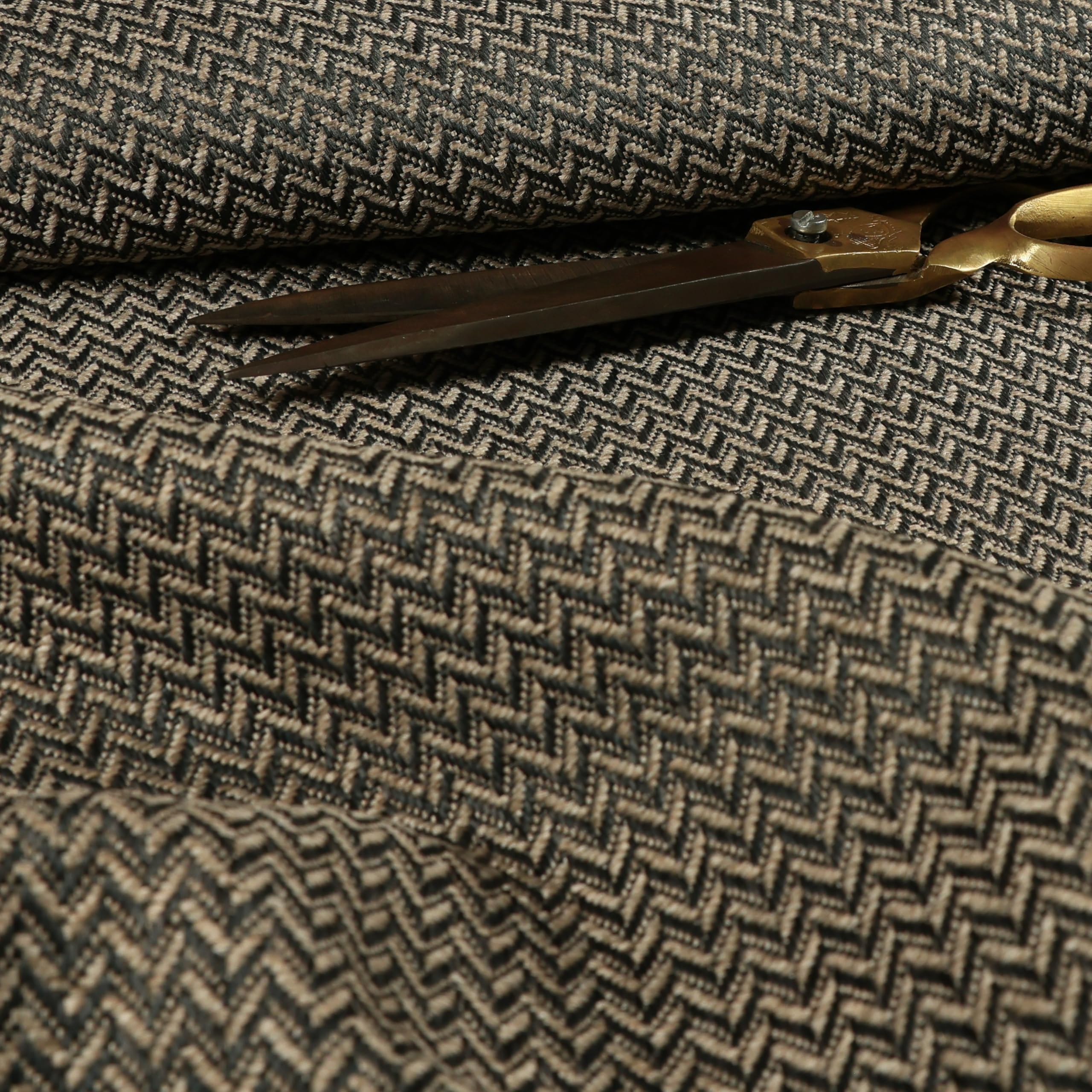 Redbrick Mill Fabrics Flame Retardant Herringbone Weave Chenille Brown Colour Upholstery Furnishing Fabric (Per Metre)