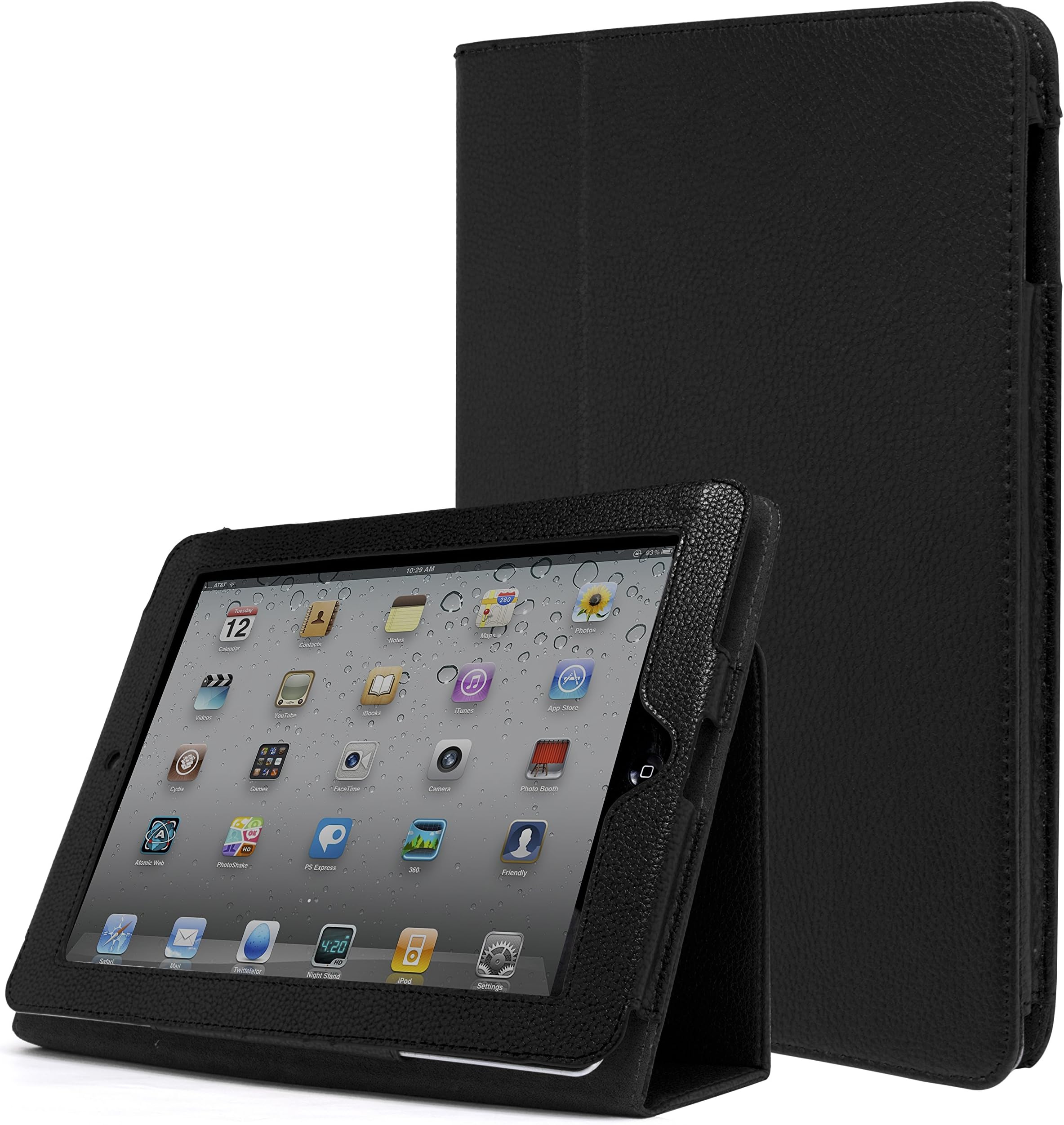 iPad 1 Case, Bastex Folio Synthetic Leather Case Cover with Built-in Stand for Apple iPad 1 1st Generation - Black