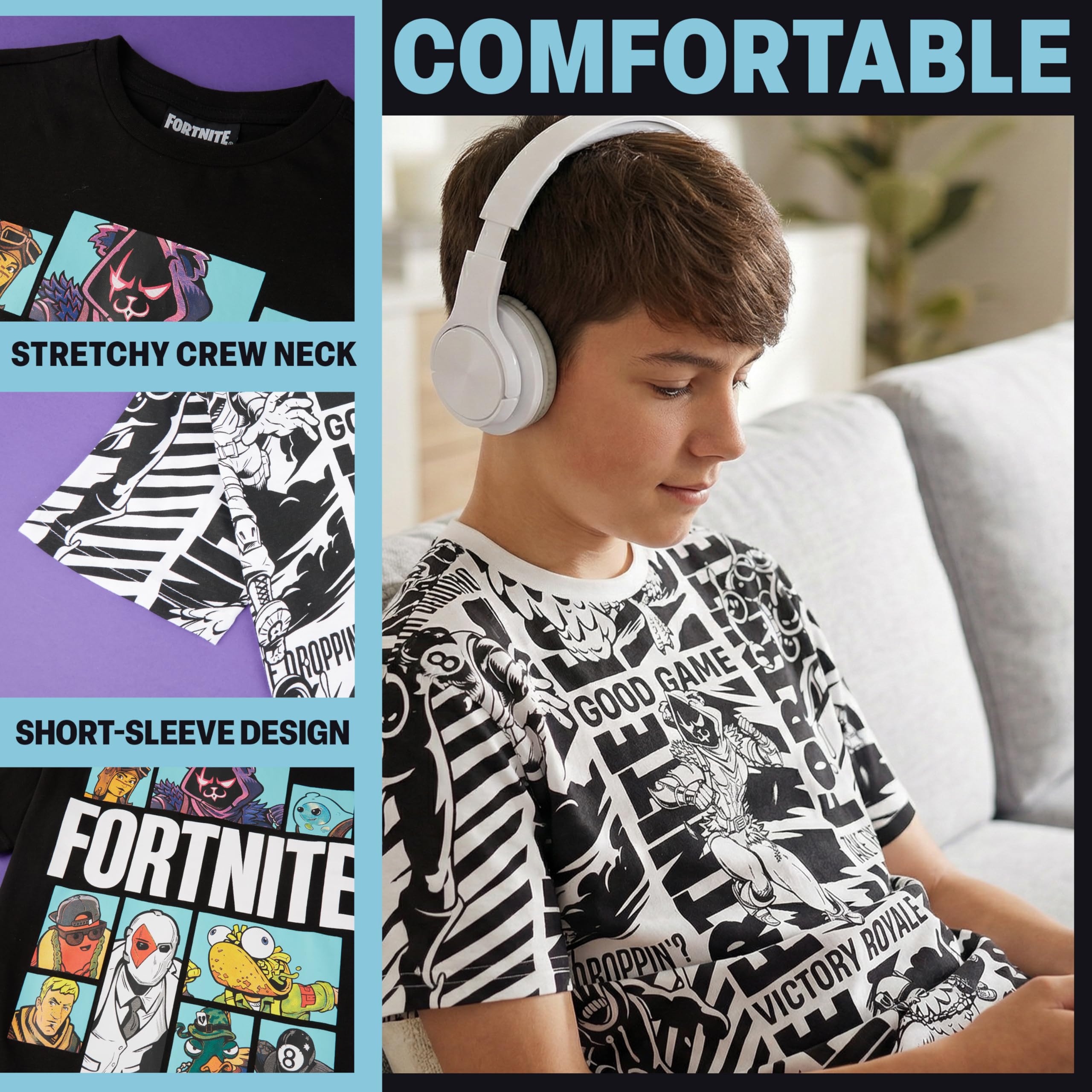 Pokemon | Minecraft | Fortnite T-Shirt Jungen, Multipack, Weich Kurzarm Baumwolle Shirt, Lässig Sommer Kinder Top, Anime Gaming Geschenke für Kinder