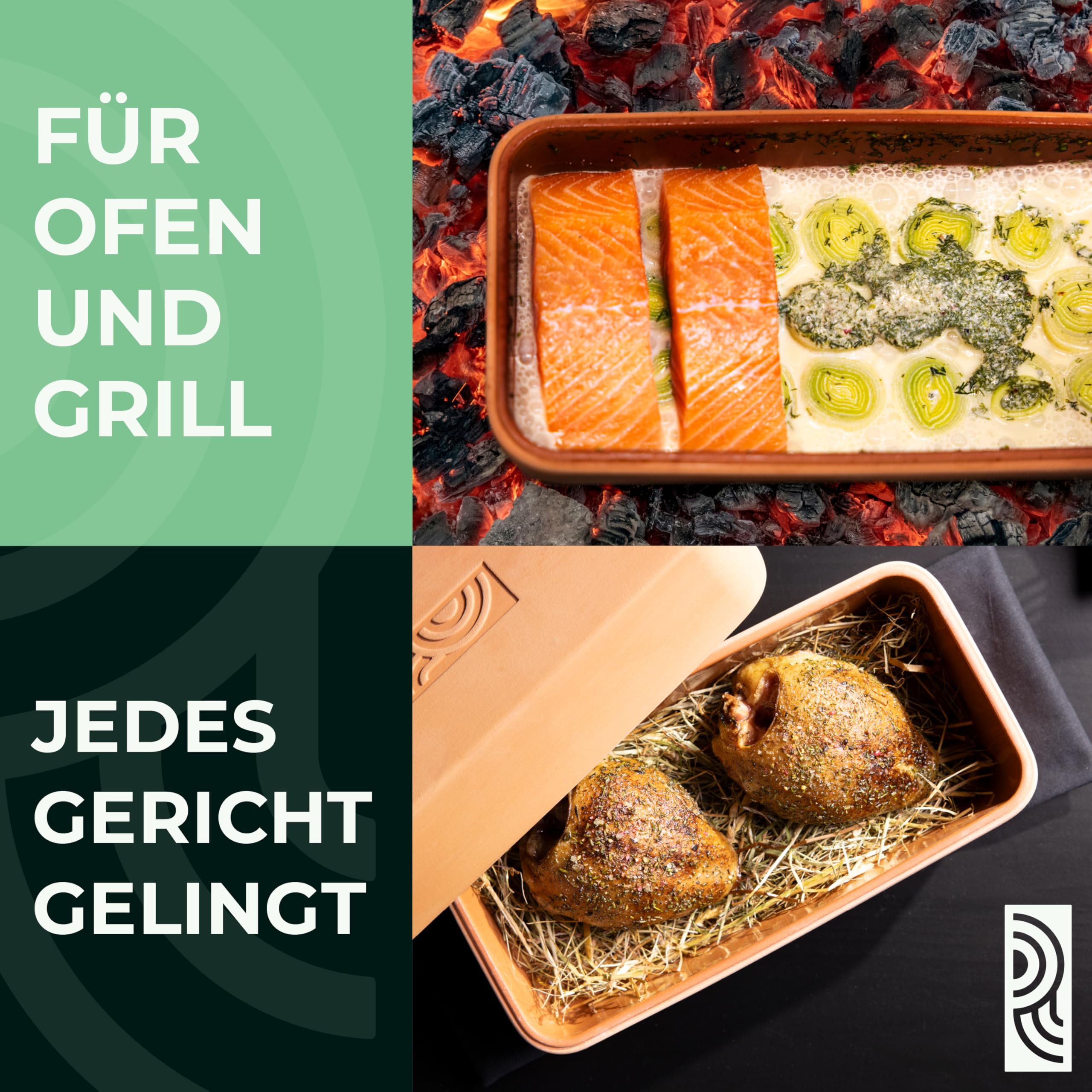 myromy® Brick BBQ Keramik-Bräter, Grillstein, Grillplatte, Handmade Germany