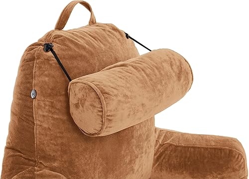 Miniatura 7 de Almohada Husband XXL Bronceada, Respaldo con brazos  Almohada de lectura para adultos con espuma viscoelástica triturada, funda de microfelpa