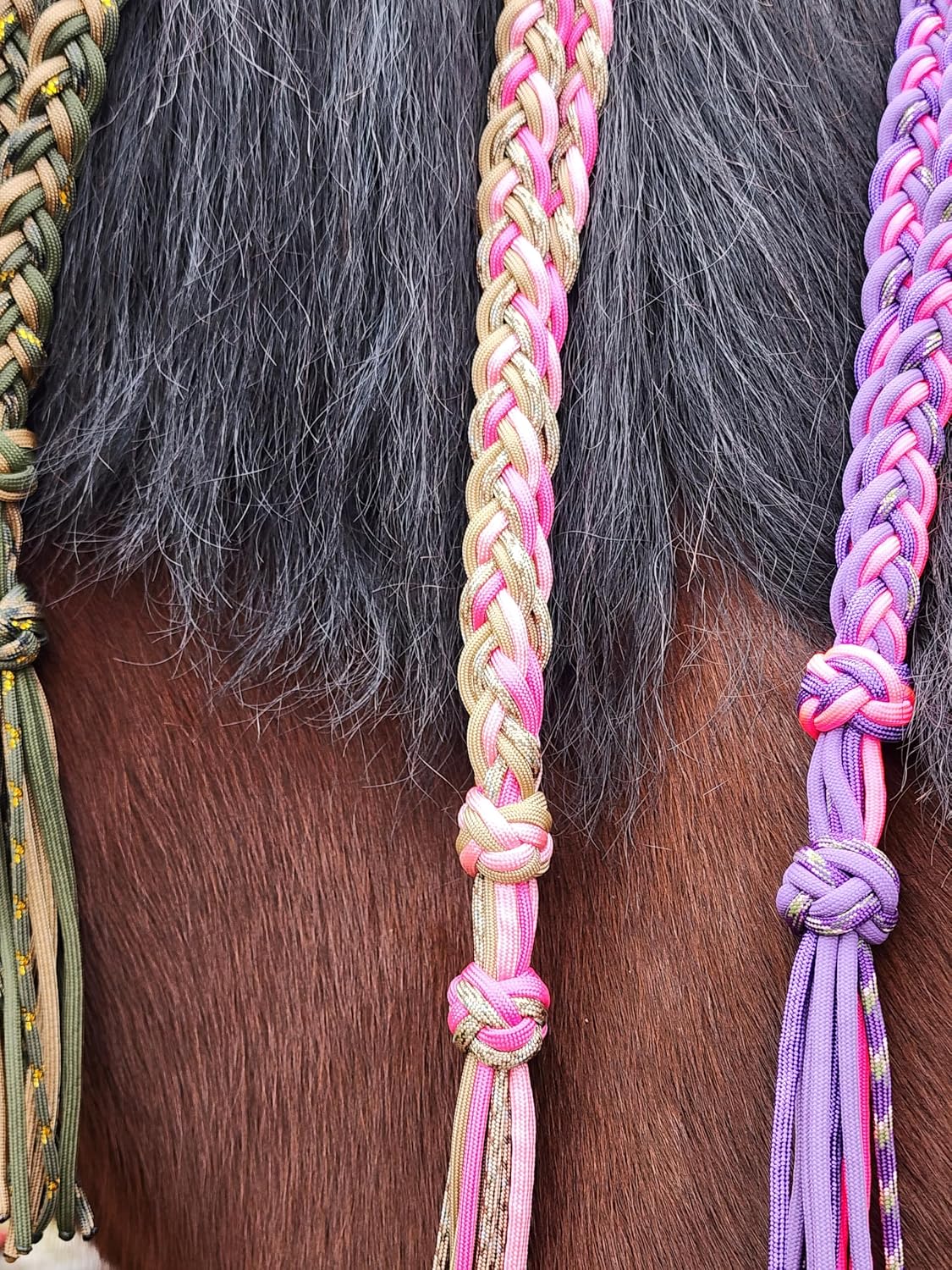 Liberty Bridleless Braided Horse Neck Rope by KatzHorseWear for Riding Your Horse in Pink/Tan Color