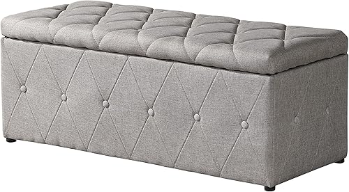 Miniatura 7 de TesNus Juego de 3 bancos otomanos de almacenamiento, baúl de almacenamiento, taburete reposapiés, banco de almacenamiento para el extremo de la cama