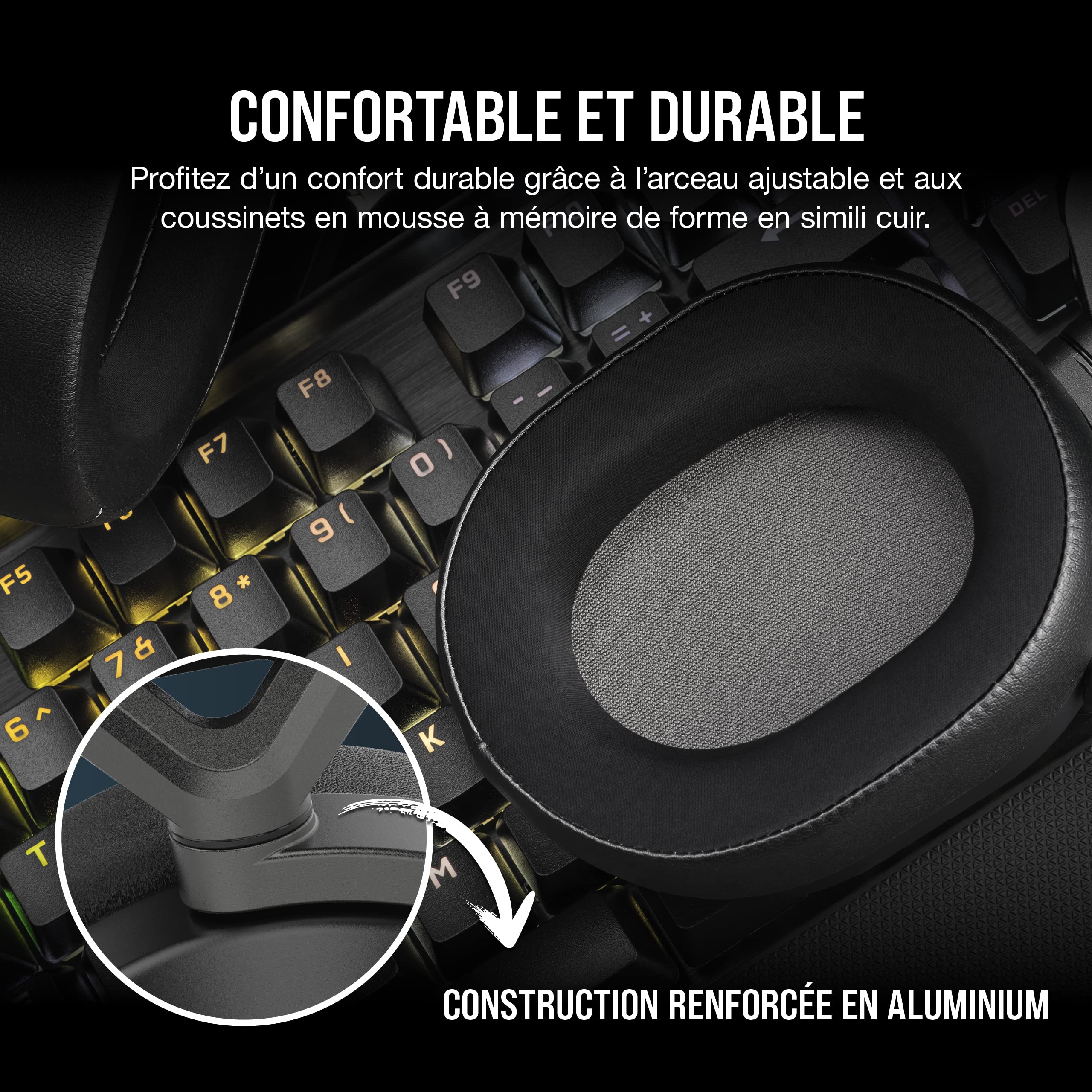 Corsair HS65 Wireless Casque Gaming - Faible Latence 2,4 Ghz sans Fil ou Bluetooth, Son Surround Dolby® Audio 7.1, Légère, Microphone Omnidirectionnel, Commandes Audios Accessibles - Noir