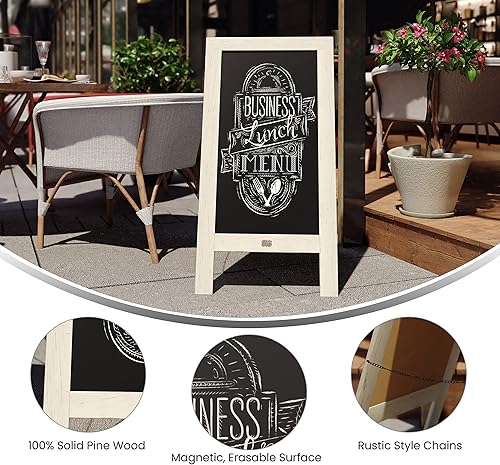 Vista 117 de Pizarra rústica vintage de madera gris con marco en A, pizarra para acera, tamaño grande, 40 x 20 pulgadas, tablero de sándwich resistente, tablero