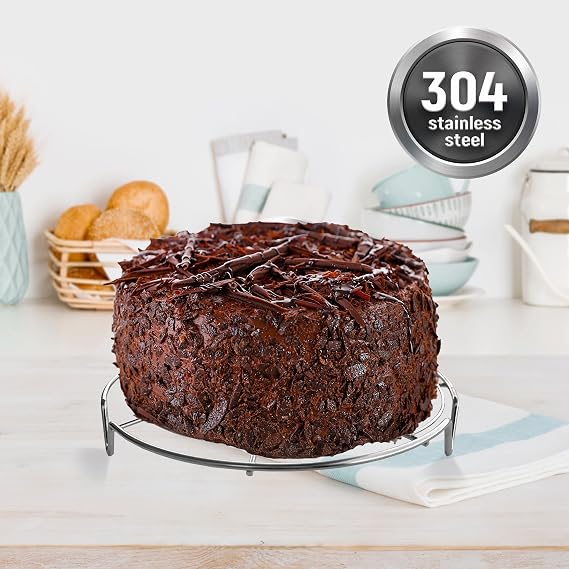 KITCHENATICS 3 Pack Stainless Steel Cake Rack 7.5, 9 & 10.5 Inch Cooling Rack Cake Rack Pot Wire Rack for Round Cake Pans, Air Fryer, Instapot, Steamer - Oven & Dishwasher Safe
