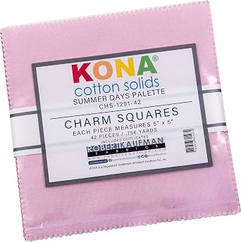 Kona Cotton Solids Summer Days Charm Square 42 5-inch Squares Charm Pack Robert Kaufman CHS-1291-42