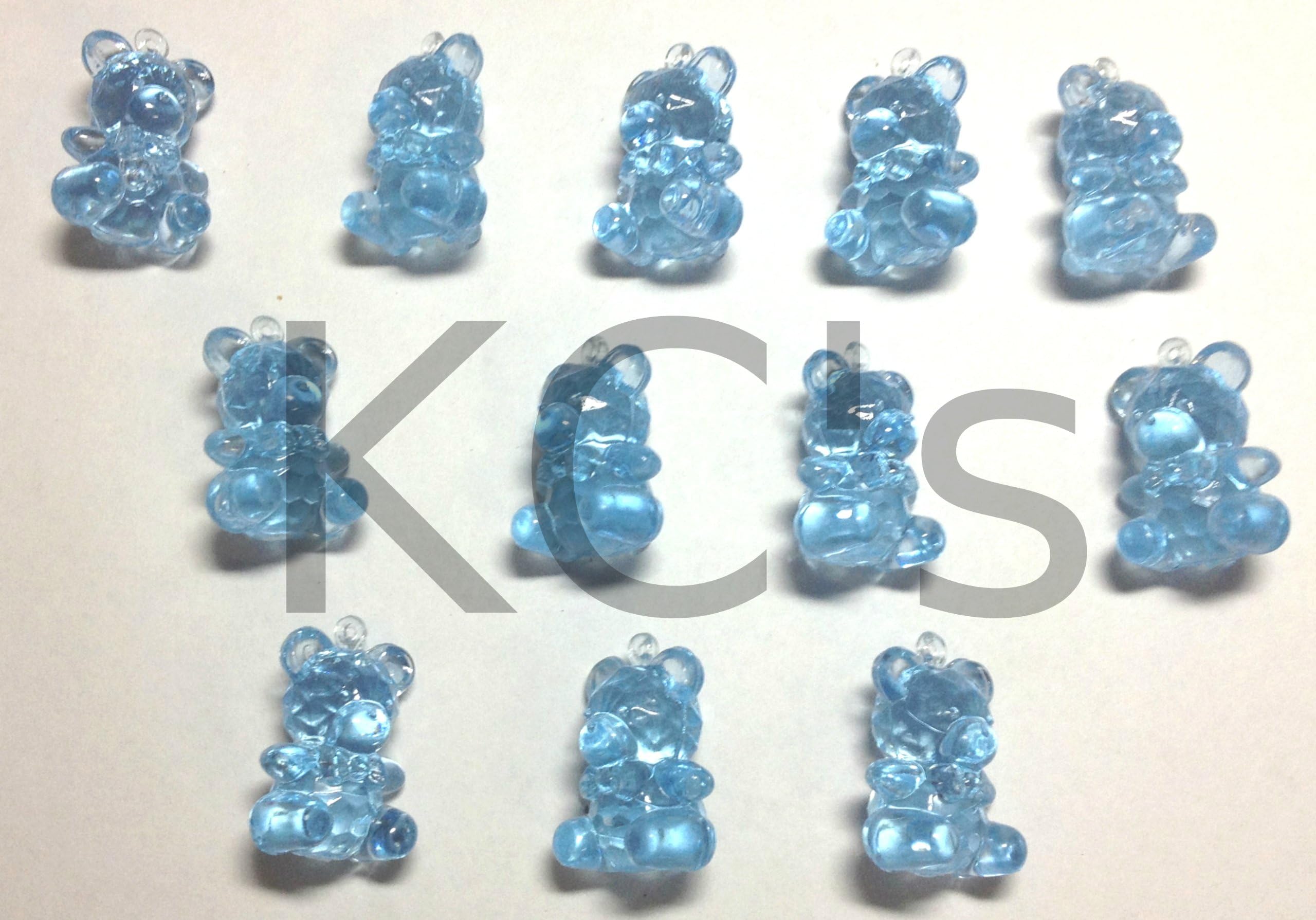48 Pcs 1" Blue Acrylic/Plastic Bears Baby Shower Charm Game Party Decoration Favors