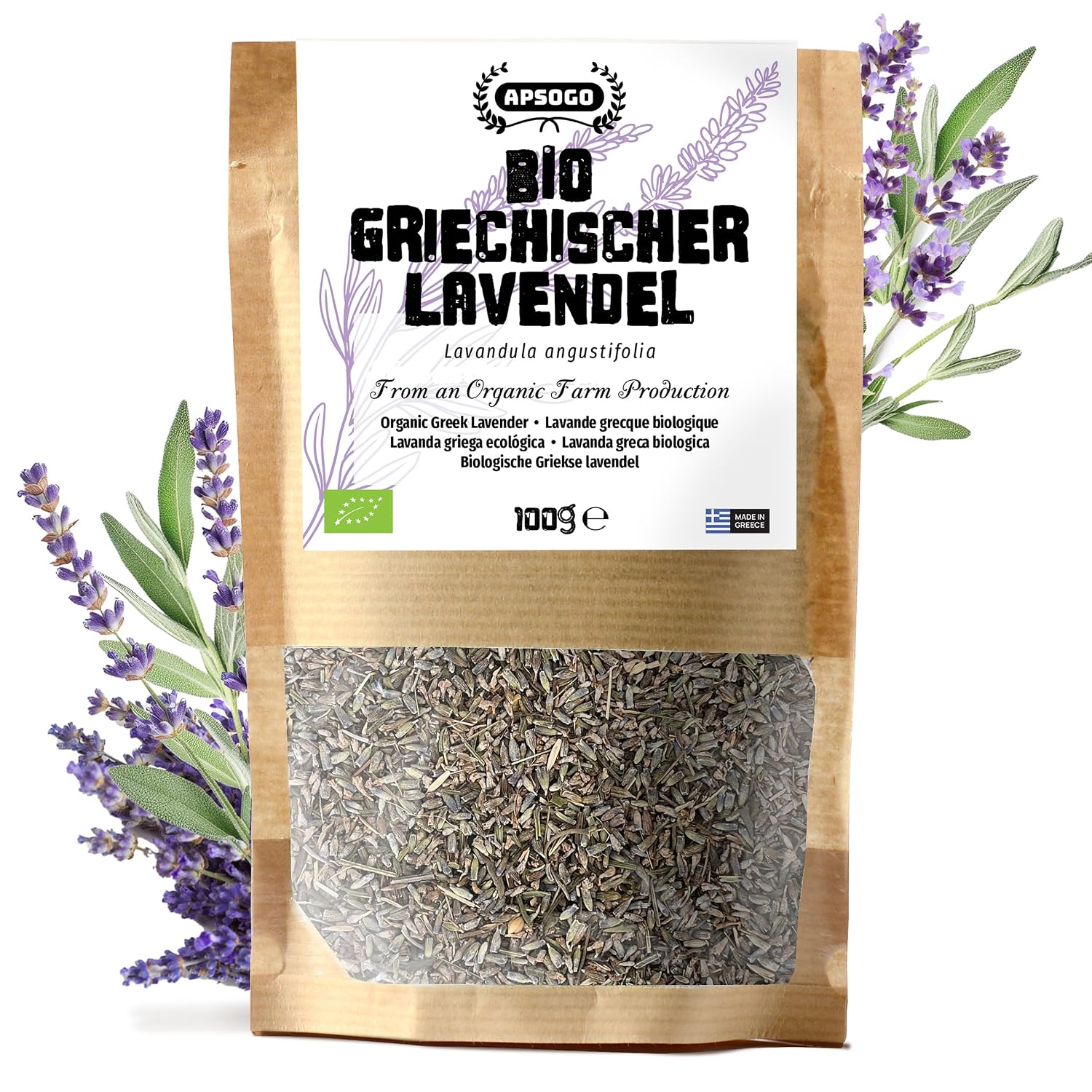 Apsogo Organic Lavender - Dried Lavender from Greece for Tea 100 g