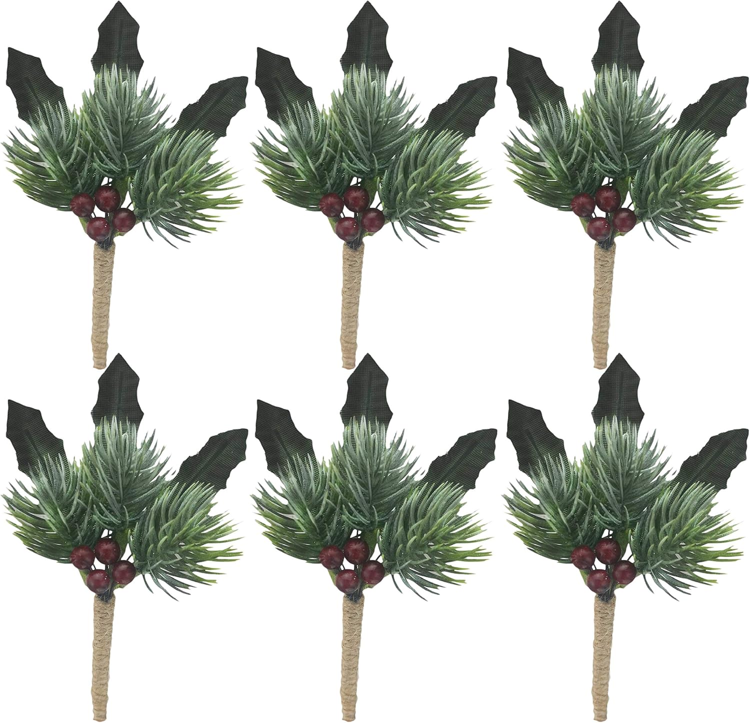 Winter Boutonniere Corsage Handmade Christmas Artificial Flower (Holly 6pcs)