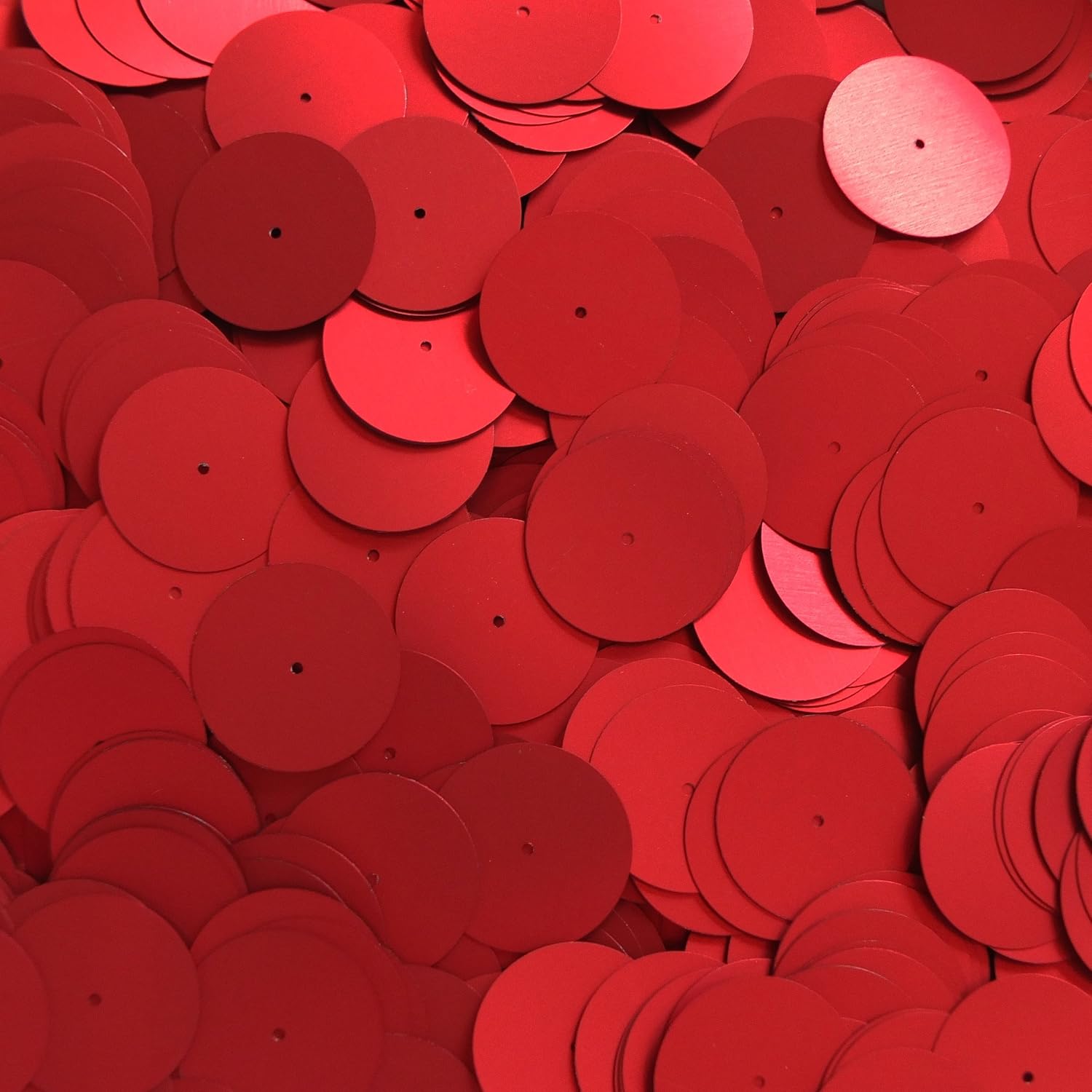 Sequin Red Matte Silk Frost Round 20mm Center Hole Couture Loose Paillettes