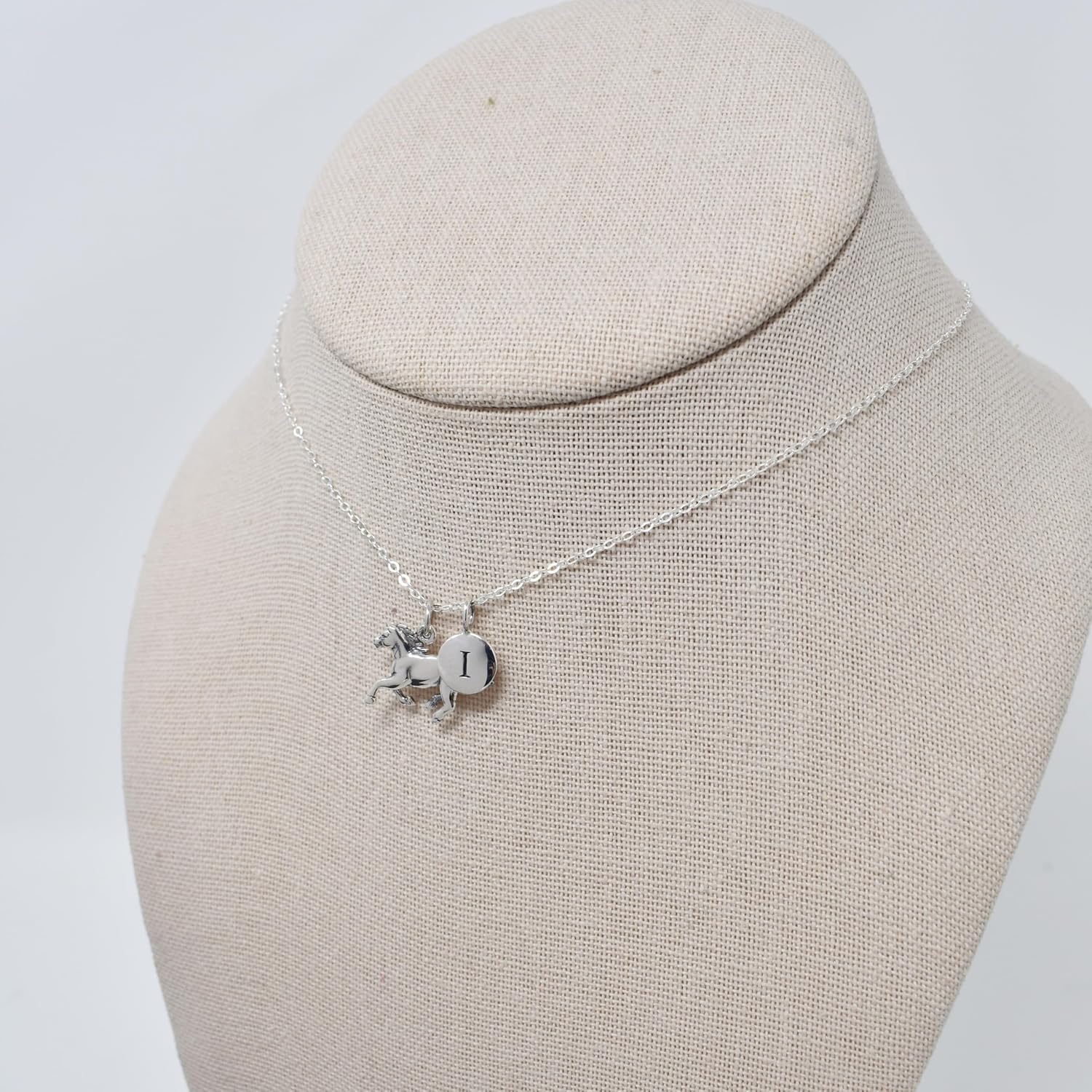 MOM & THREE DAUGHTERS Little Girl's Horse Necklace | Personalized Initial | 14" Chain | Gift for Her | Pony Necklace | Gift for Equestrian