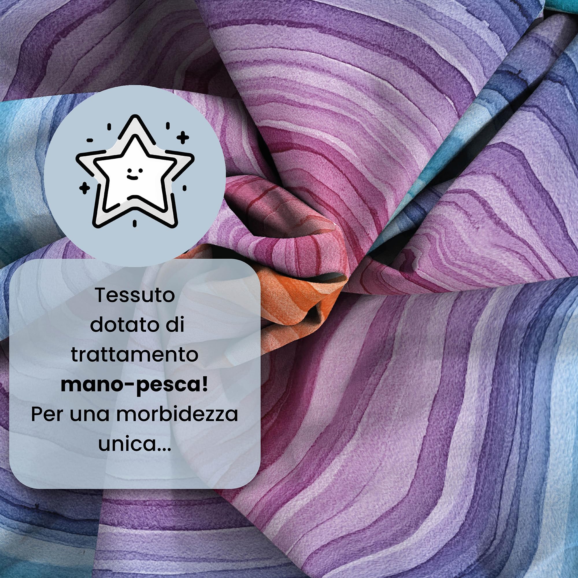 COMPLETO LETTO MATRIMONIALE NO STIRO FANTASY-Prodotto in Italia - Microfibra - Sopra 240x270 cm, Sotto 170x200 cm con Angoli Elasticizzati 25 cm, 2 Federe 50x80 cm - Rainbow
