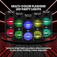 Vista 4 de Pyle Sistema de altavoces PA Bluetooth – Altavoz Bluetooth recargable de 600 W para exteriores, sistema PA portátil con subwoofer dual de 8