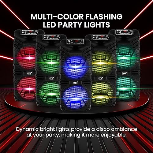 Miniatura 4 de Pyle Sistema de altavoces PA Bluetooth – Altavoz Bluetooth recargable de 600 W para exteriores, sistema PA portátil con subwoofer dual de 8