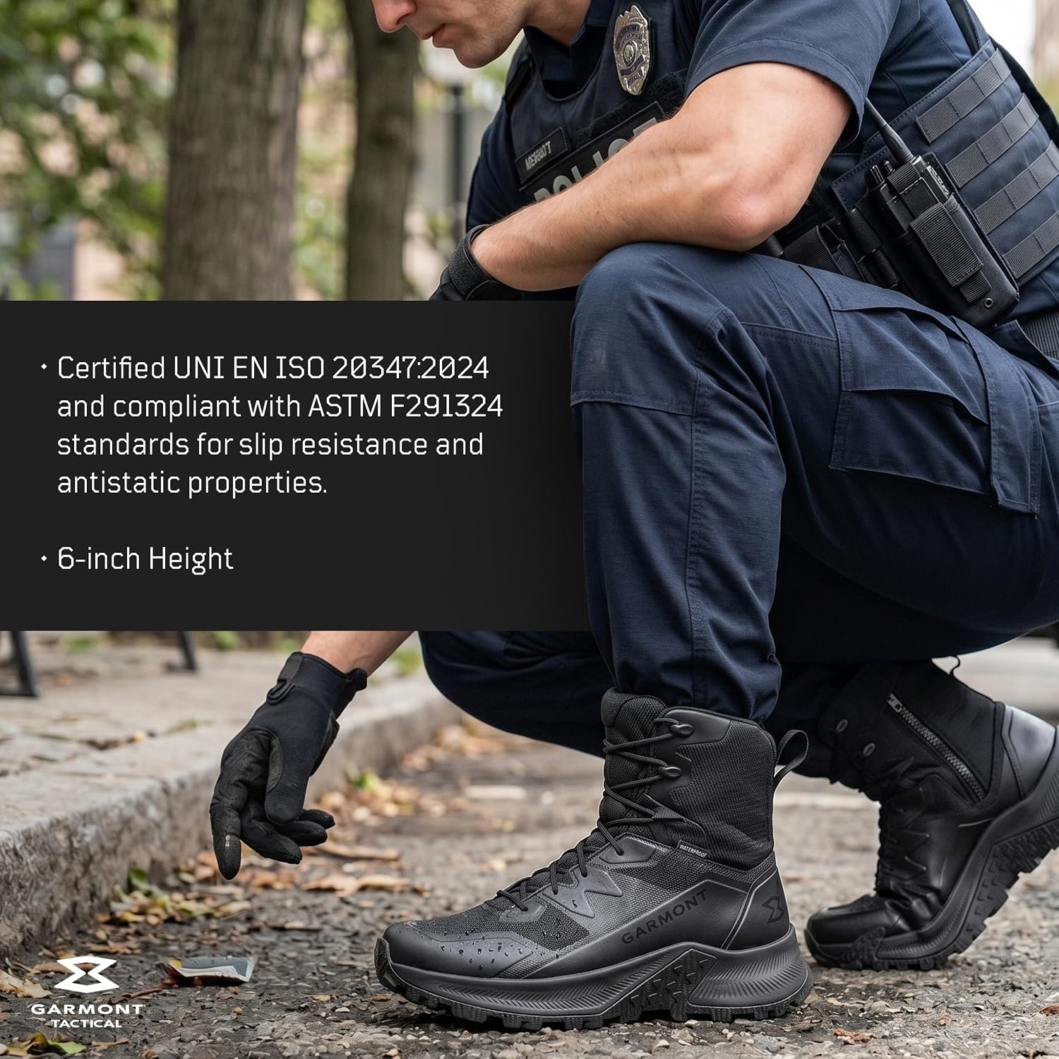 GARMONT TACTICAL Contact 6 Zip WP Polyester Waterproof Duty Boots | For Men and Women, Designed for Law Enforcement, EMS Professionals