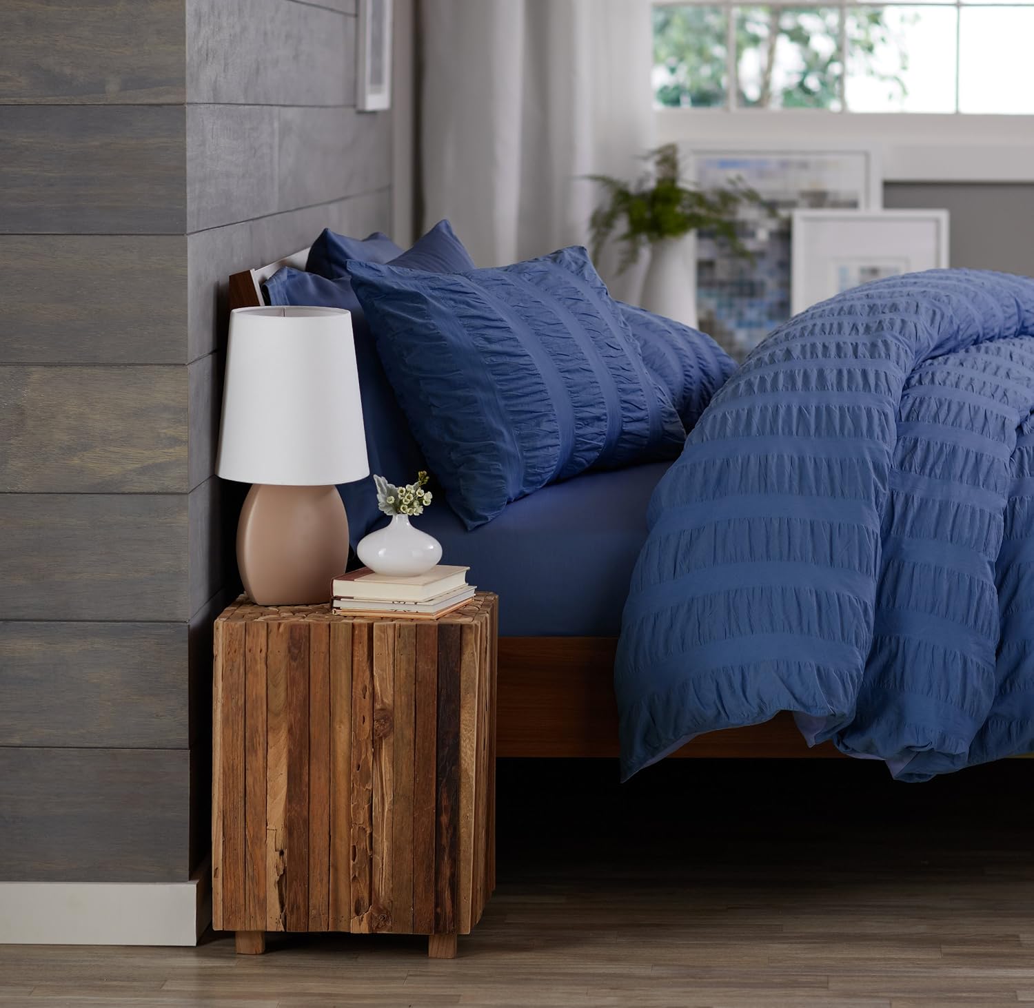 Amazon Brand Pinzon Seersucker Duvet Cover Set, King