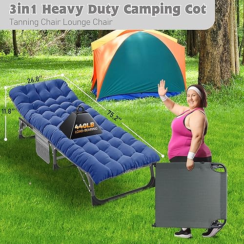 Miniatura 131 de ABORON Cuna de campamento para adultos de 28 pulgadas extra ancha, 2 unidades, catre Oxford 1200D resistente para dormir, cama de campamento