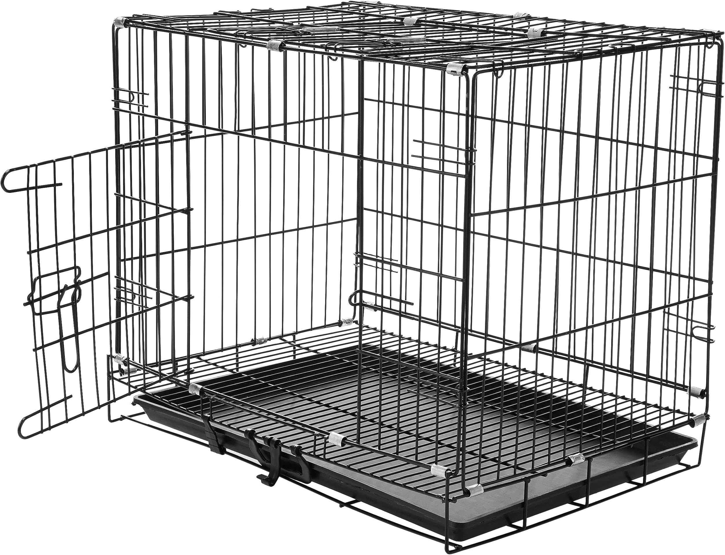 amazon basics Foldable Metal Wire Dog Cage/Crate/Carrier with Tray, Single Door, 24 Inch, Black, Medium