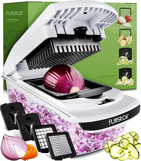 4-in-1 Vegetable Chopper Onion Chopper Food Chopper Manual Spiralizer - Salad Chopper Veg Dicer Veg Chopper - Potato Cutter Onion Dicer Vegetable Dicer - Kitchen Multifunctional Vegetable Cutter