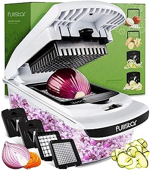 Fullstar Vegetable Chopper - Spiralizer Vegetable Slicer - Onion Chopper with Container - Pro Food Chopper - Black Sl...