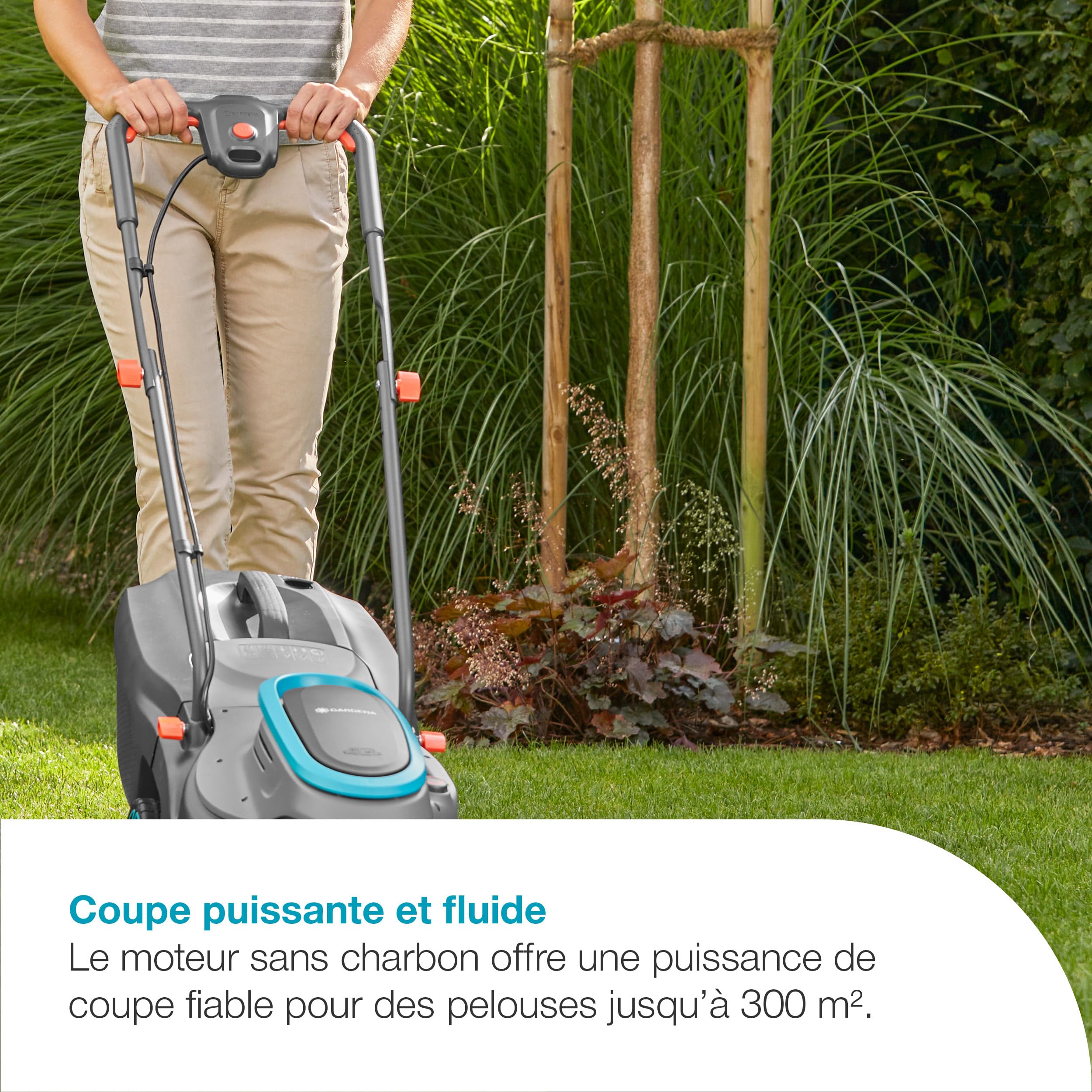 Gardena Tondeuse PowerMax 32/18V P4A - sans chargeur ni batterie: Largeur 32 cm, Capacité 30 l, Ergonomique, Réglage de la hauteur, Sans fil (14632-55)