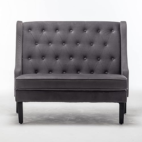 Miniatura 13 de Sofá pequeño y moderno de 46 pulgadas, sofá biplaza de tela de lino, sofá de 2 plazas, asiento de dos plazas, banco de comedor con respaldo