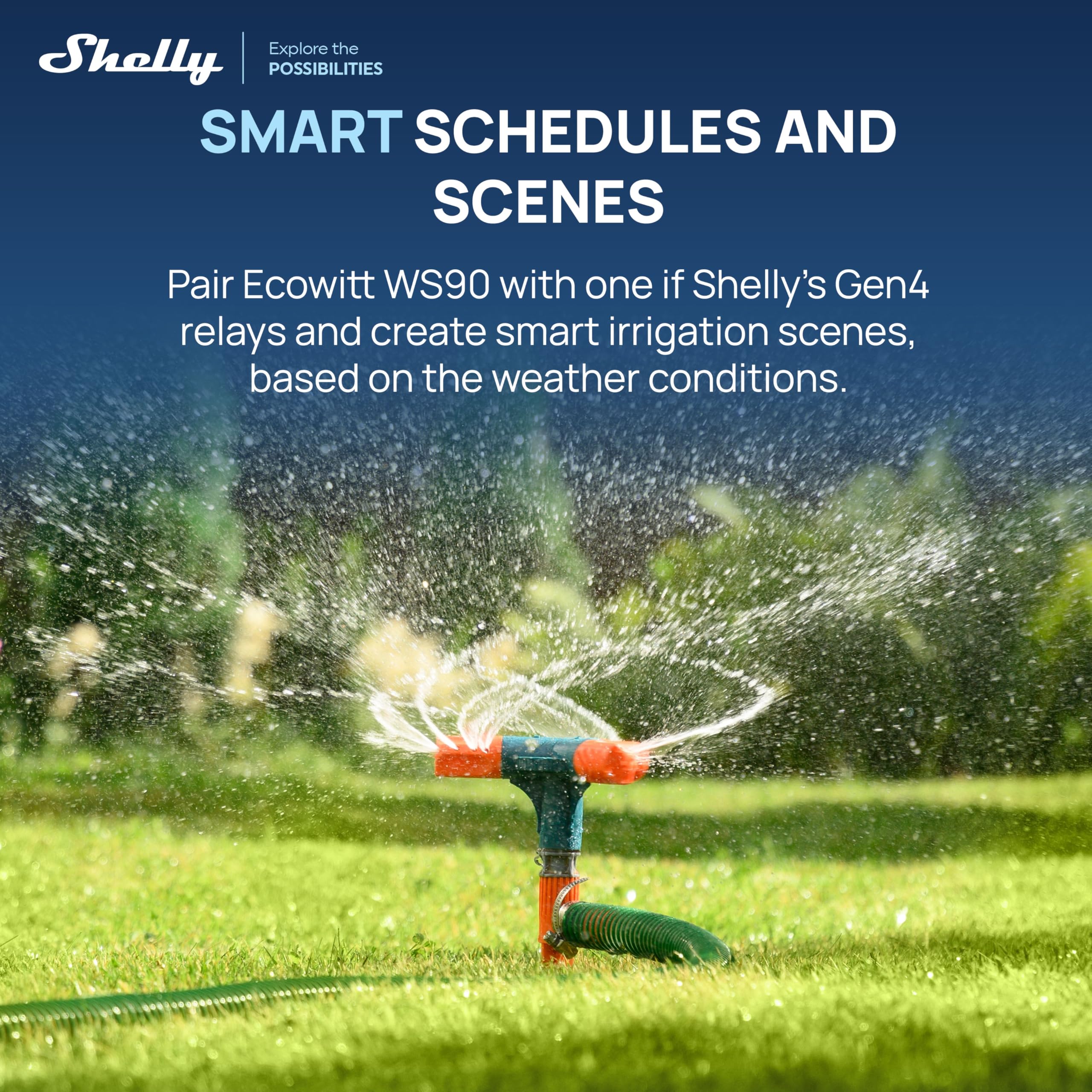 Ecowitt WS90 Powered by Shelly - Bluetooth & Zigbee Stazione Meteorologica Intelligente 7-in-1, UV e Misurazione della Radiazione Solare, Irrigazione e Giardinaggio, Rilevamento Pioggia Aptico, IPX5
