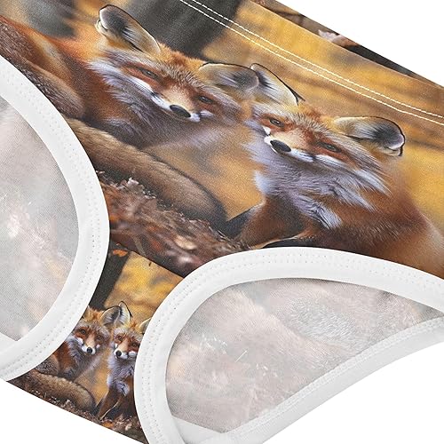 Cotton Toddler Girls Underwear Autumn Forest Foxes Little Girl Panties Colorful Undies Kids Briefs(8 Years)