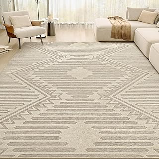Boho Beige 5x7 Area Rugs Textured Tufted Rugs for Living Room Bedroom Nu...