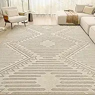 Boho Beige 6x9 Area Rugs Textured Tufted Rugs for Living Room Bedroom Nursery Rug-Carpet Washable Brown Neutral Modern Aztec Rug