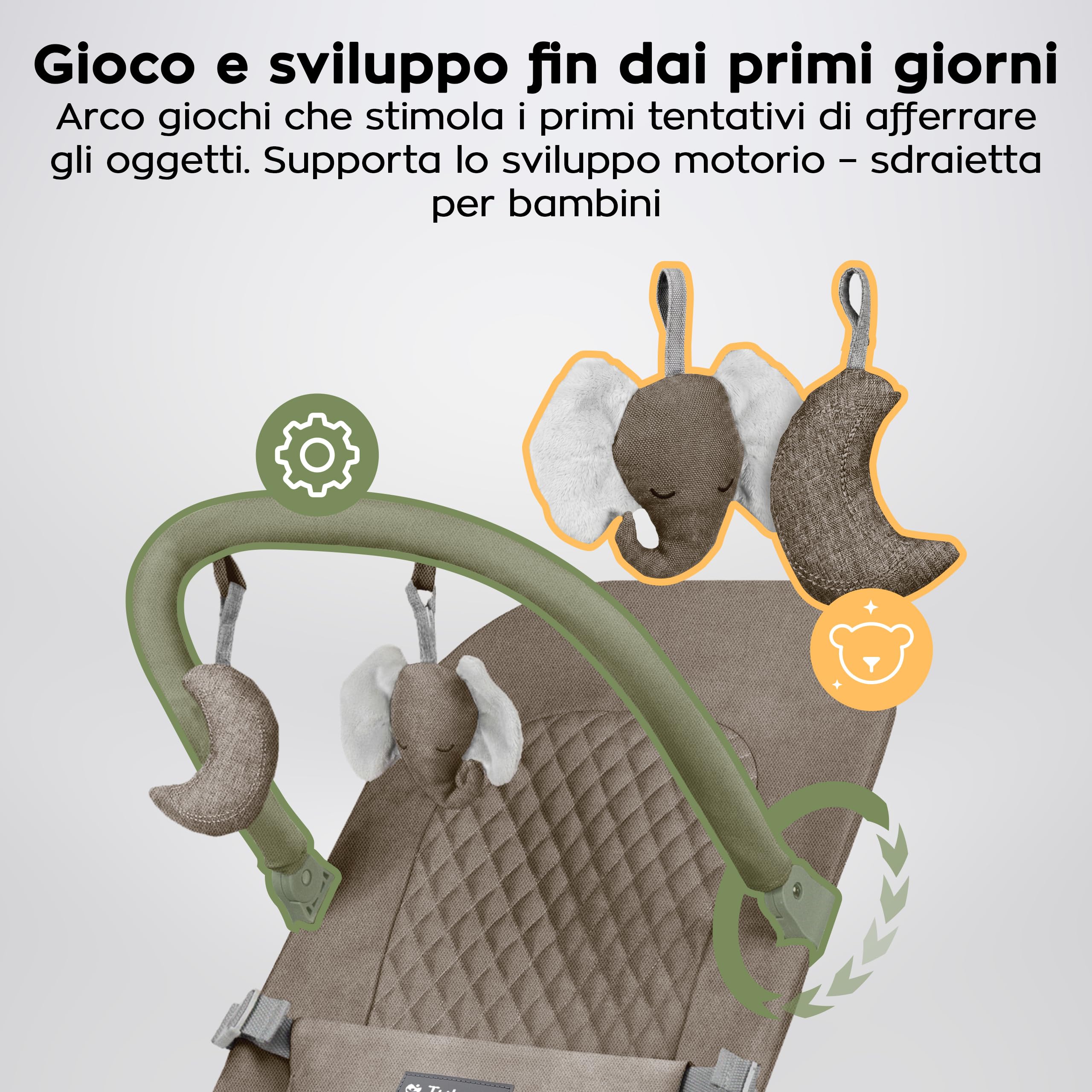 Tulano Moon 30 Sdraietta Ergonomica Neonati - Dondolo per Neonato – Beige