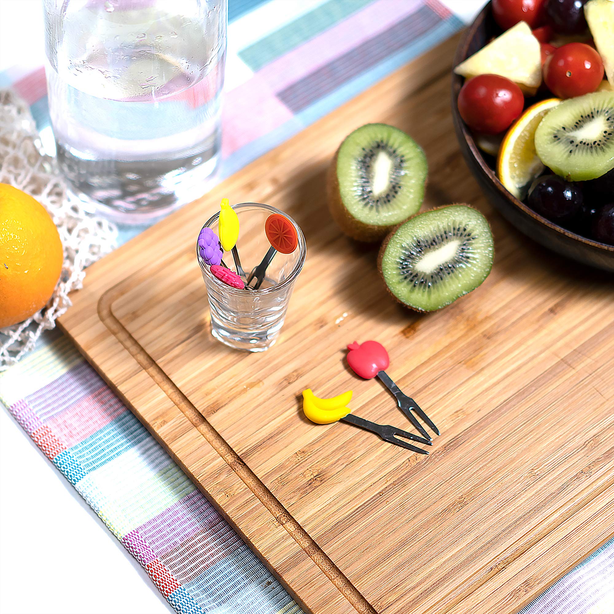 Cocktail Forks, 6-Piece Appetizer Forks, Fruit Shapes, Stainless Steel and Silicone Small Forks for Fruits, Cheese, Appetizers — Amazon image 3