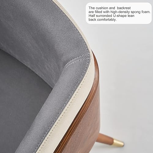 Miniatura 63 de ARTPLAN Uphoolsted - Silla de comedor moderna de mediados de siglo, piel sintética con nogal, silla con brazo acentuado, silla de estar con pies de