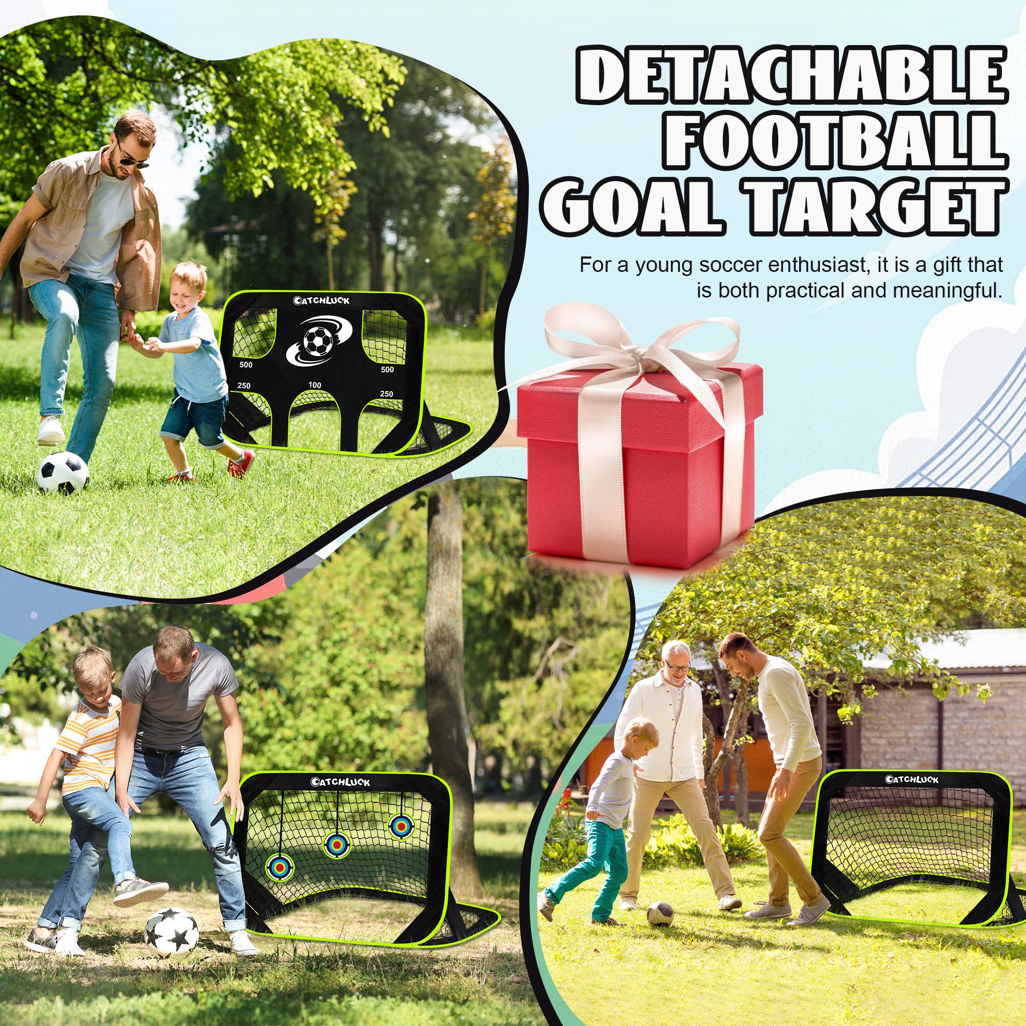 Porta da calcio per bambini, rete da calcio pop-up per il giardino, portatile, 3 modalità, attrezzatura da allenamento con borsa per il trasporto