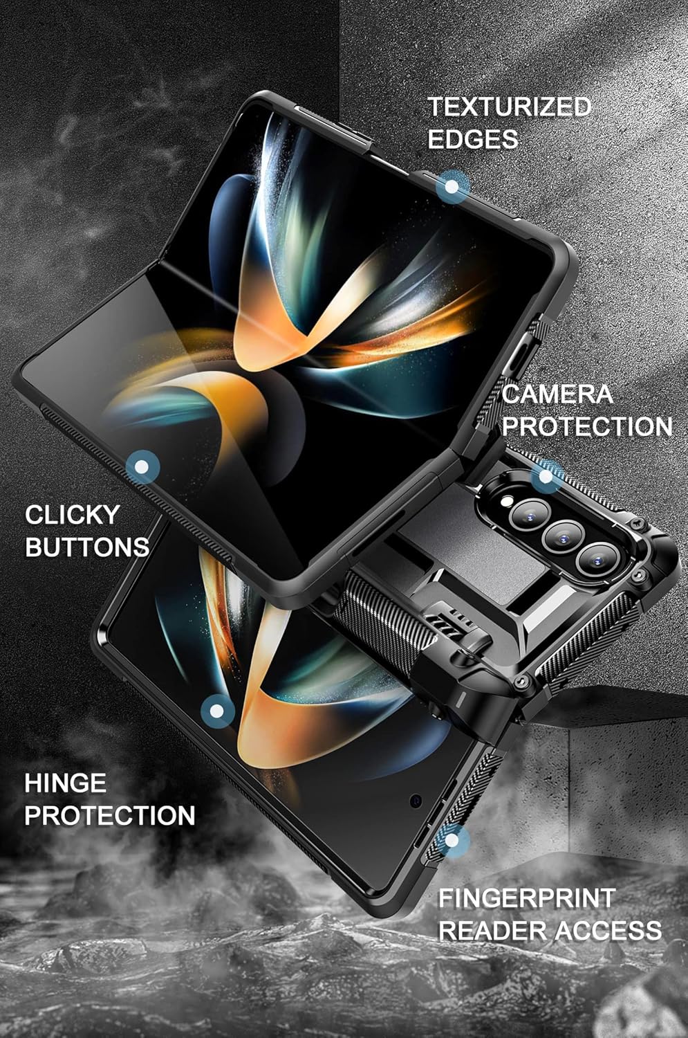ZtotopCases for Samsung Galaxy Z Fold 4 5G (2022), Full-Body Dual Layer Rugged Case with Built-in Screen Protector & Kickstand & S Pen Slot Drop Protection Shockproof, Black