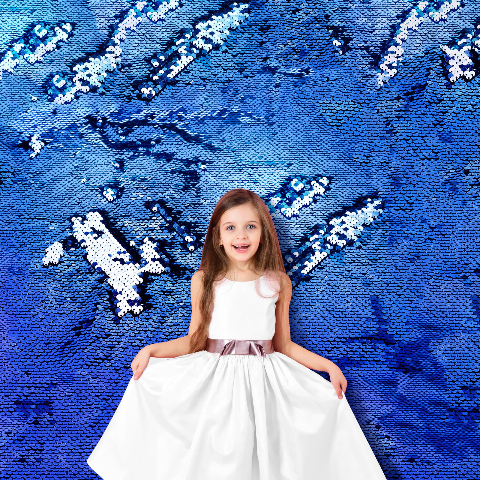 Peryiter Sequin Fabric Sensory Wall Reversible Glitter Sequin Flip Fabric Large Sensory Wall Panel for Kids Toddlers Children DIY Graffiti Classroom Tactile Stimulation, Jumbo Size 49 x 36 Inches