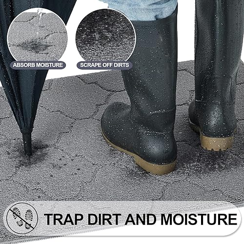 Miniatura 4 de REFETONE Tapete para interiores, 36 x 59 pulgadas, antideslizante, absorbente, resistente a la suciedad, lavable a máquina y perfil bajo para