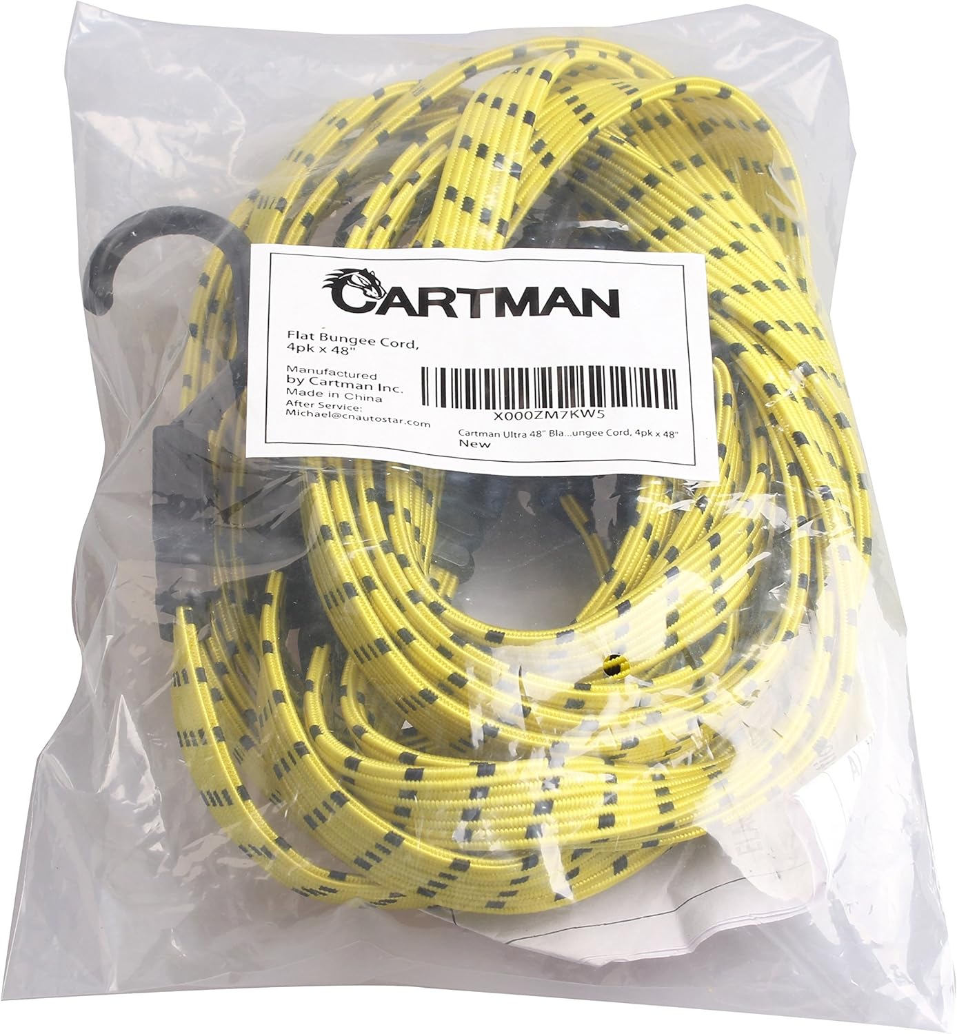 Cartman Ultra 48" Black/Yellow Flat Bungee Cord, 2pk x 48": Kitchen & Dining